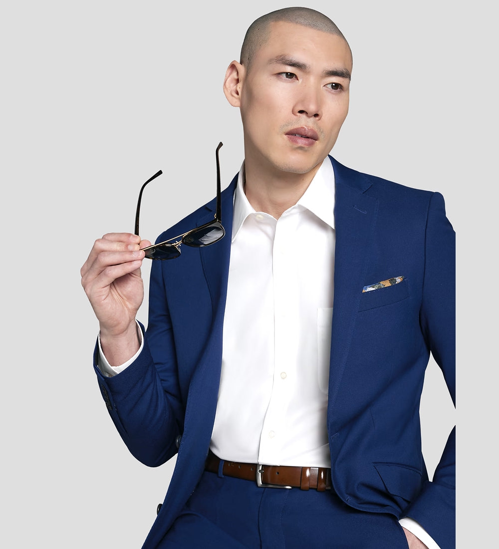 Blue Solid 2 Piece Suit