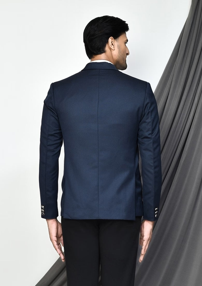 Navy Blue Embroidered Blazer