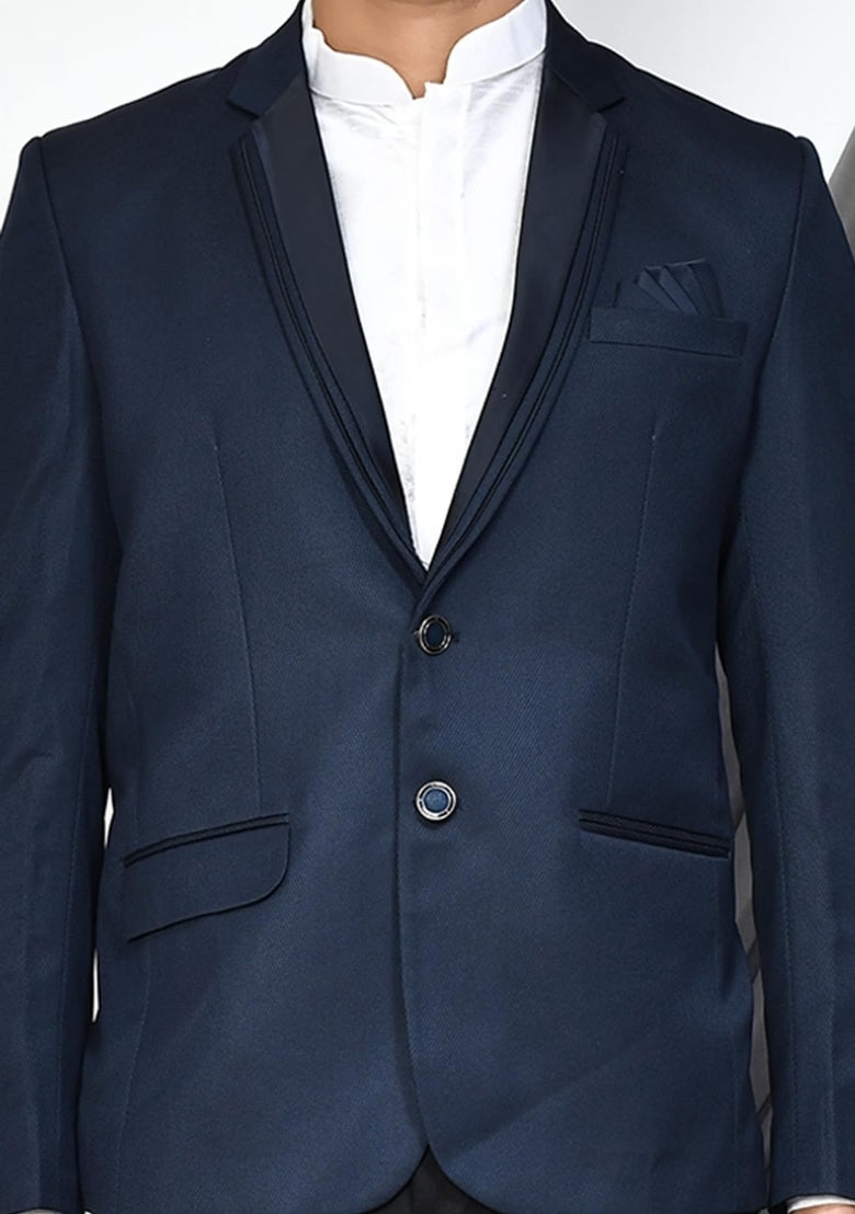 Navy Blue Embroidered Blazer